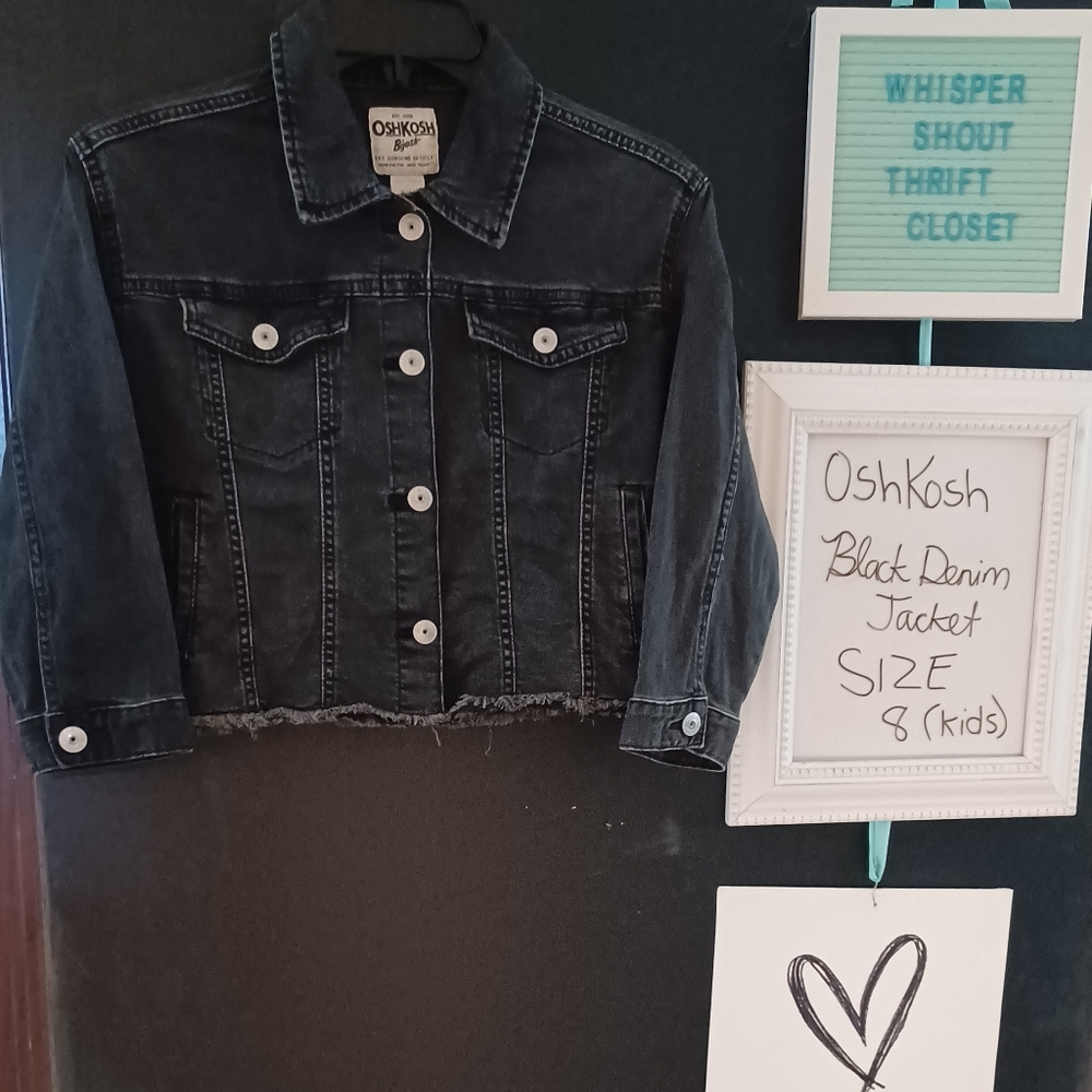 OSHKOSH: Black Denim Jean Jacket w/Snaps
